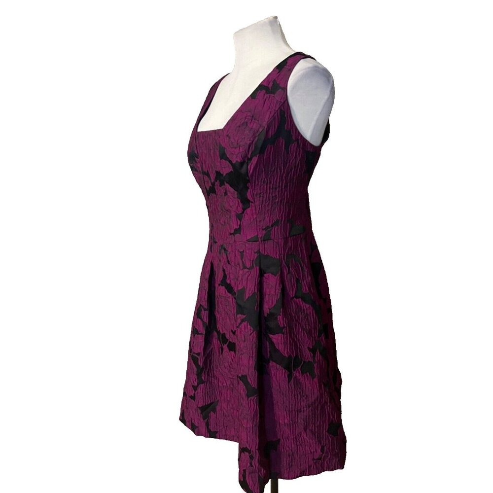 Ralph Lauren A Line Jacquard Dress 14 Pink Black Sleeveless Party Wedding - Picture 4 of 13